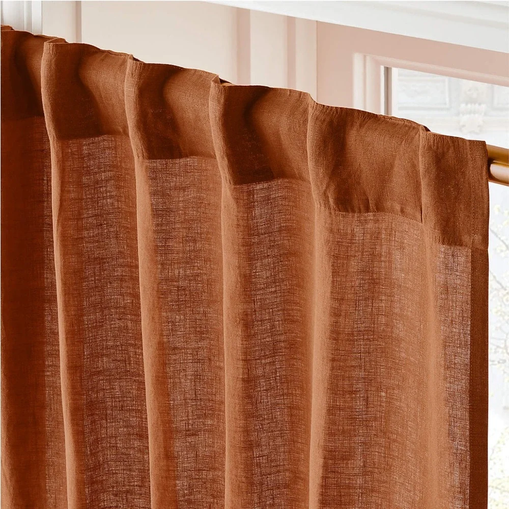 CB2 Rust Linen Curtains - Picture 4 of 7
